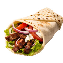 Turkish Pizza. Lahmacun. Wraps. Transparent Background - Gen AI