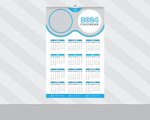Monthly Modern wall calendar design 2024 with space for your image.