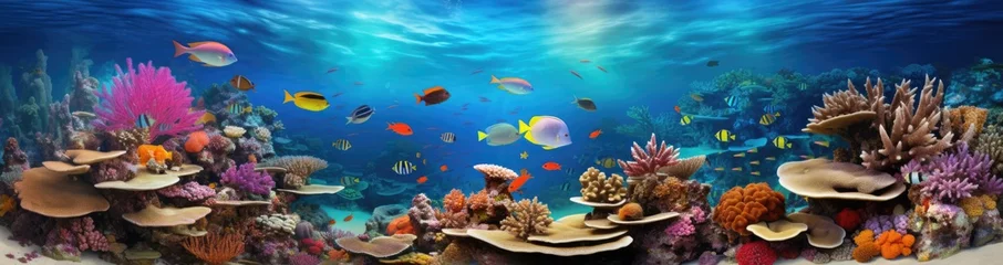Poster Im Rahmen a coral reef underwater with corals and fishes © grigoryepremyan