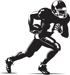 Game winning Drive Black Football Player Icon Athletic Excellence Football Vector Emblem