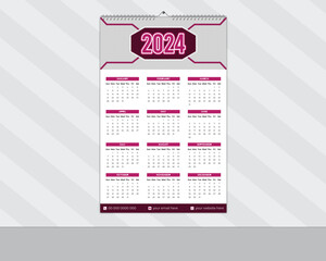 Monthly Modern wall calendar design 2024 with space for your image.