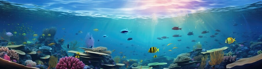  a coral reef underwater with corals and fishes