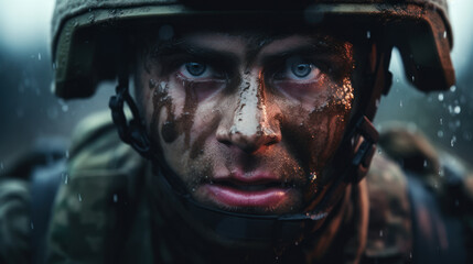 Shell shocked soldier, post traumatic stress disorder concept