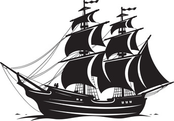 Vintage Odyssey Black Ancient Ship Emblem Aged Mariners Vector Ship Icon