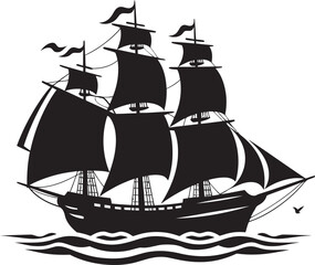 Timeless Navigator Black Ancient Ship Legendary Vessel Vector Ship Icon