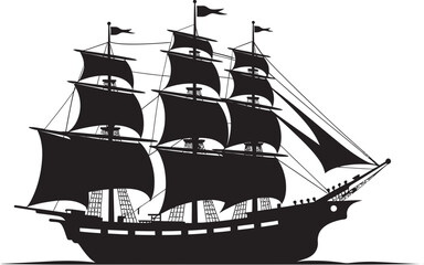 Weathered Mariner Ancient Ship Emblem Vintage Seafaring Black Ship Design