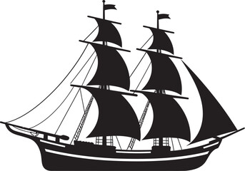 Ancient Voyage Vector Black Ship Design Furious Fluff Angry Cartoon Cloud Black Logo