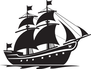Historic Seafaring Vector Ancient Vessel Oceanic Relic Black Ship Icon