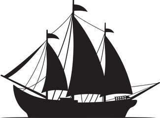 Seafaring Heritage Vector Ancient Vessel Oceanic Antiquity Ancient Ship in Black