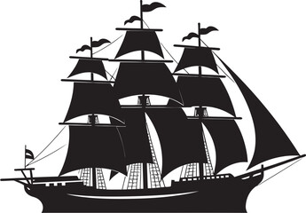 Vintage Seafaring Ancient Ship Emblem Aged Vessel Black Ship Logo Icon