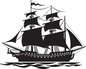 Historic Journey Vector Ship Icon Mythical Seafarer Black Ancient Ship
