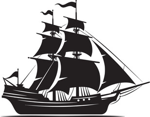 Mythical Mariners Vector Ship Icon Antique Voyage Ancient Ship Emblem