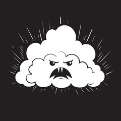 Furious Nimbus Black Cloud Character Design Raging Thunderhead Angry Cloud Emblem
