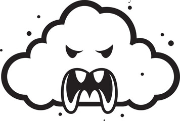 Vexed Vapor Black Angry Cloud Logo Turbulent Fury Angry Cartoon Cloud Design