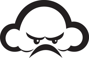 Fuming Squall Black Cartoon Cloud Icon Seething Nimbus Angry Cloud Logo