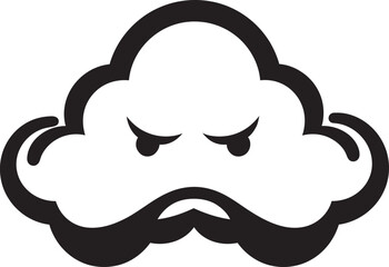 Furious Cyclone Black Angry Cloud Character Stormy Vortex Angry Cartoon Cloud Icon