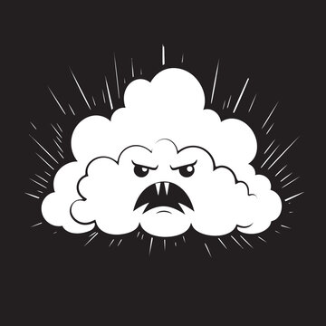 recommend clip art: Furious Nimbus Black Cloud Character Design Raging Thunderhead Angry Cloud Emblem