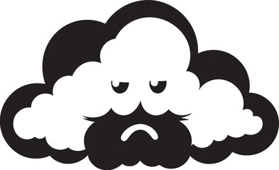 Raging Fury Black Cartoon Cloud Design Thunderous Squall Angry Cloud Logo
