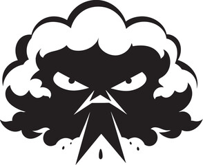 Dark Cyclone Vector Angry Cloud Emblem Raging Fury Black Cartoon Cloud Design