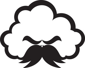 Brooding Squall Black Cartoon Cloud Icon Angry Cyclone Angry Cloud Logo Design