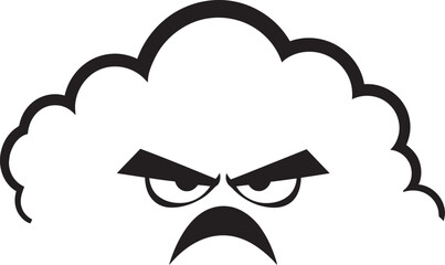 Wrathful Tempest Angry Vector Cloud Emblem Furious Cumulus Black Cloud Cartoon Icon
