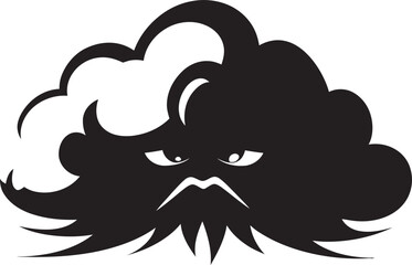 Furious Cumulus Black Cloud Cartoon Icon Tempestuous Rage Angry Cloud Logo Design