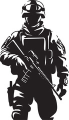 Combatant Vigor Vector Armyman Emblem Heroic Resolve Black Armed Soldier Logo Design
