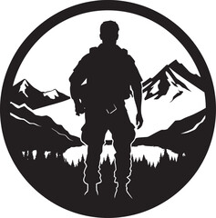 Militant Protector Vector Armyman Emblem Battle Sentinel Armed Warrior Black Logo