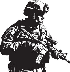 Combat Vanguard Armed Forces Emblem Design Tactical Guardian Armed Soldier Black Icon