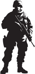 Warrior Stalwart Armed Military Emblem Guardian Valor Black Armyman Icon Design