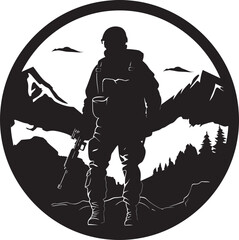 Battle Sentinel Armed Warrior Black Logo Defensive Vigilance Vector Black Soldier
