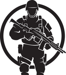 Combat Vanguard Armed Forces Emblem Design Tactical Guardian Armed Soldier Black Icon