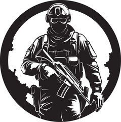 Soldier s Resolve Black Armyman Icon Combat Sentinel Vector Armyman Logo