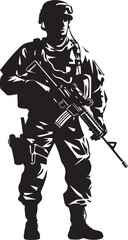 Defensive Protector Black Soldier Icon Militant Vigilance Armyman Vector Design