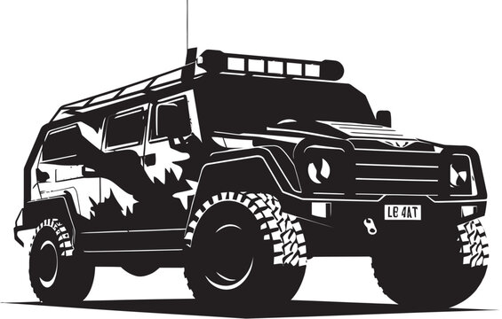 Defensive Expedition Military Vehicle Icon Warrior s Ride Black Army 4x4 Logo