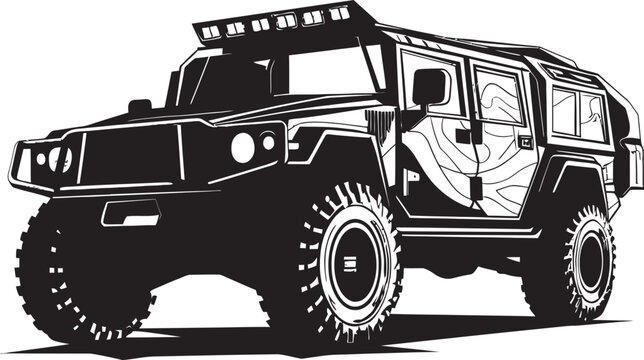 Military Pathfinder 4x4 Black Emblem Battle Ready Transport Vector Logo Design