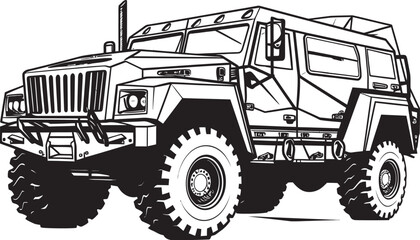 Naklejka premium Defensive Expedition Military Vehicle Icon Warrior s Ride Black Army 4x4 Logo