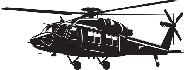 Strategic Skies Army Helicopter Black Icon Combat Rotorcraft Vector Black Logo Emblem