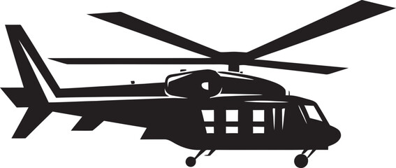 Tactical Rotorcraft Black Emblematic Design Militant Huey Vector Army Chopper Symbol