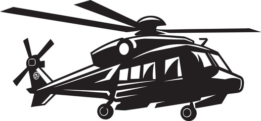 Tactical Rotorcraft Black Emblematic Design Militant Huey Vector Army Chopper Symbol