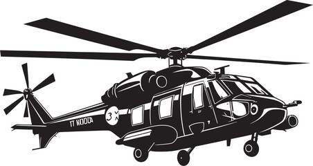 Battle Ready Whirlybird Black Logo Icon Defensive Gunship Military Helicopter Emblem