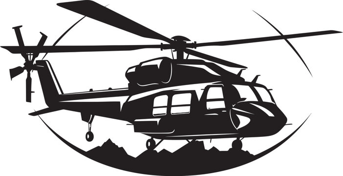 black helicopter over mountains, silhouette style clip art preview