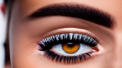 Obraz premium Detail of an eye made up with black eyelashes, look of a woman.