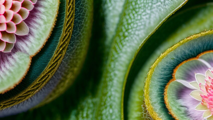 Beautiful decorative background with colored fabric flowers.