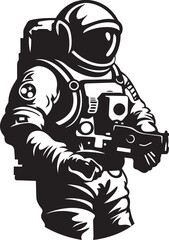 Fototapeta premium Orbital Adventurer Vector Astronaut Symbol Cosmos Voyager Black Space Explorer Logo