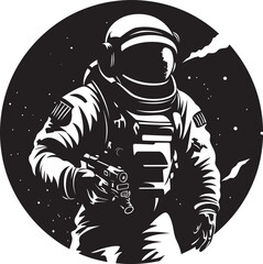 Galactic Voyager Astronaut Symbol Design Stellar Navigator Vector Spacesuit Icon