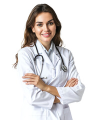 doctor with stethoscope, portrait of a woman, potrait of an european female doctor standing with your arms crossed with confidence