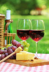 Red wine in the garden