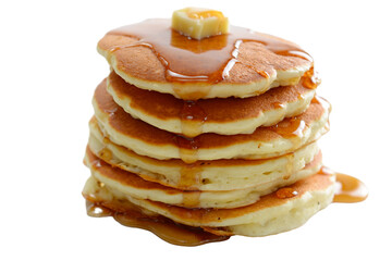 stack of pancakes on a white background - obrazy, fototapety, plakaty