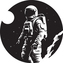 Stellar Navigator Vector Spacesuit Icon Celestial Explorer Astronaut Emblematic Design